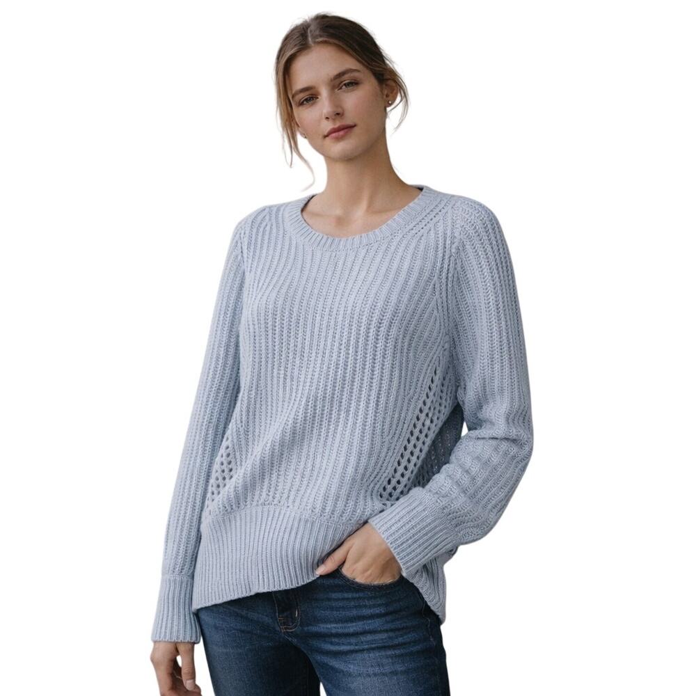Rag & Bone Women's 100% Cashmere oversize sweater open knit in blue sz Small
